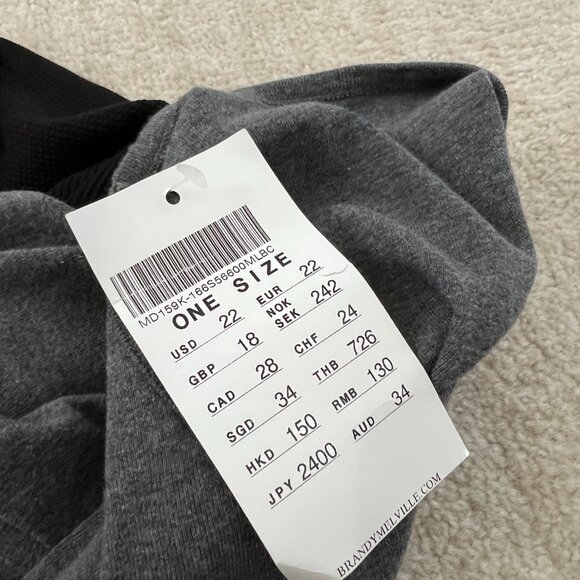 NWT Brandy Melville Long Sleeve Crewneck Tee Shirt Top OS Black Gray - Picture 8 of 8